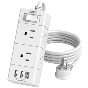 6-Outlet Power Strip with 3 USB Ports and 5-Foot Cord