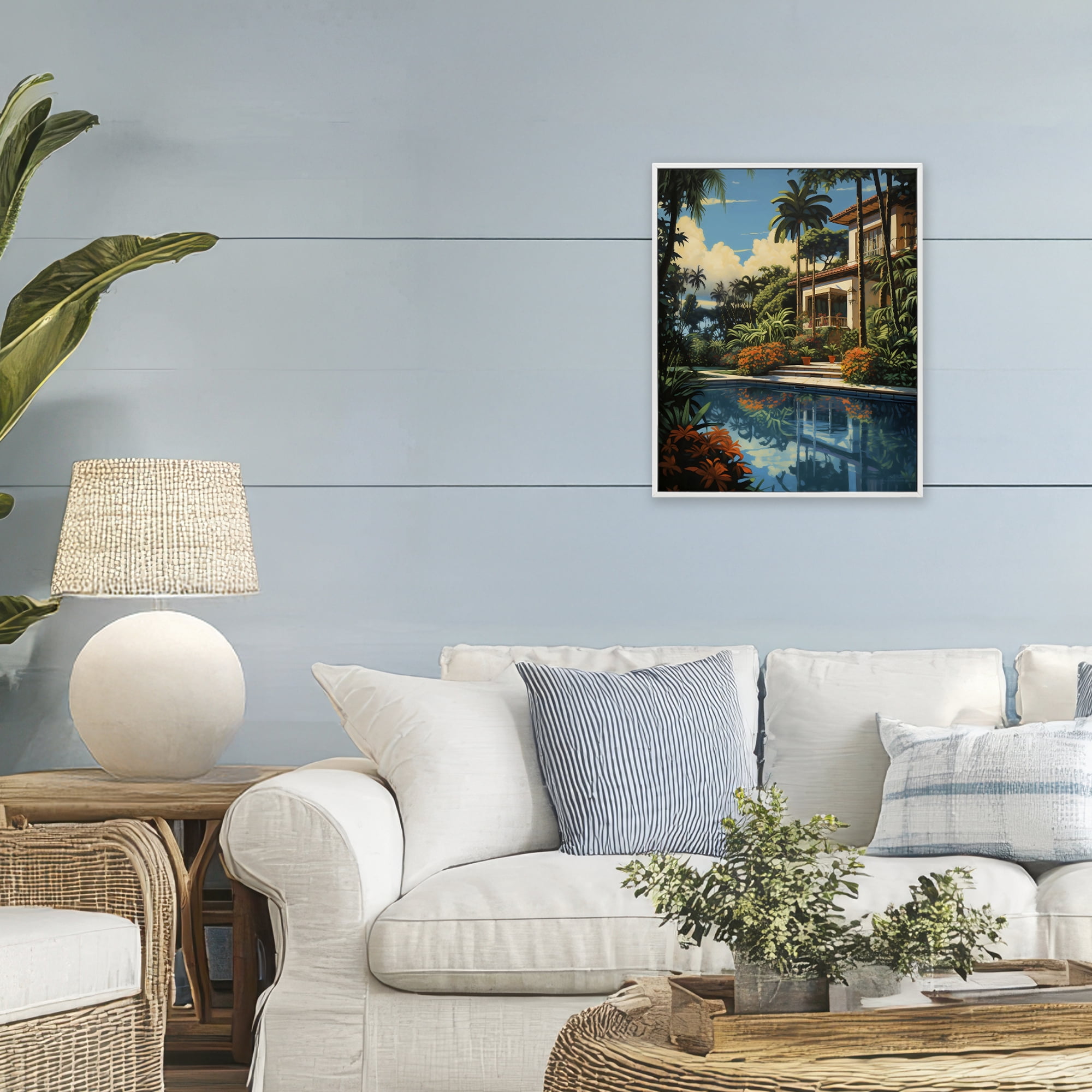 Stupell Industries Tropical Tranquility Villa White Framed Giclee Art, design by Creative Studio