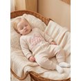 thumbnail image 4 of Cjfdfy Newborn Baby Girl Little Sister Outfit Infant Baby Girls Spring Fall Winter Clothes 0 3 6 12 18 Months Lil Sis Letters Embroidery Waffled Long Sleeve Romper with Elastic Waist Long Pants Set, 4 of 9