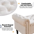 thumbnail image 3 of Aemeios 67" Linen Storage Bench Upholstered Button-Tufted End of Bed Storage Ottoman Benches with Arms for Entryway Cloakroom, Beige, 3 of 9