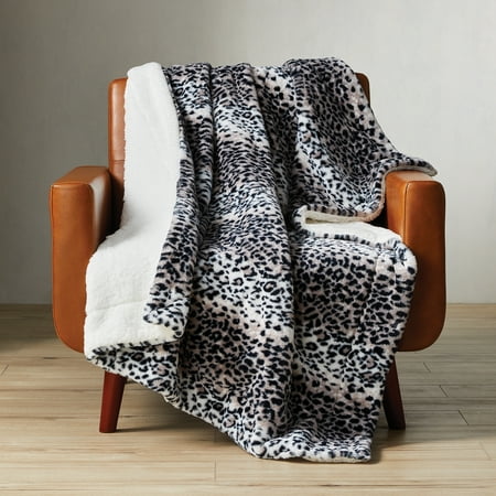 Better Homes & Gardens Classic Gray Leopard Animal 100% Polyester Throw 60" x 50"