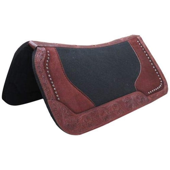 Showman 31" x 32" Felt Saddle Pad w/ Floral Tooled Trim