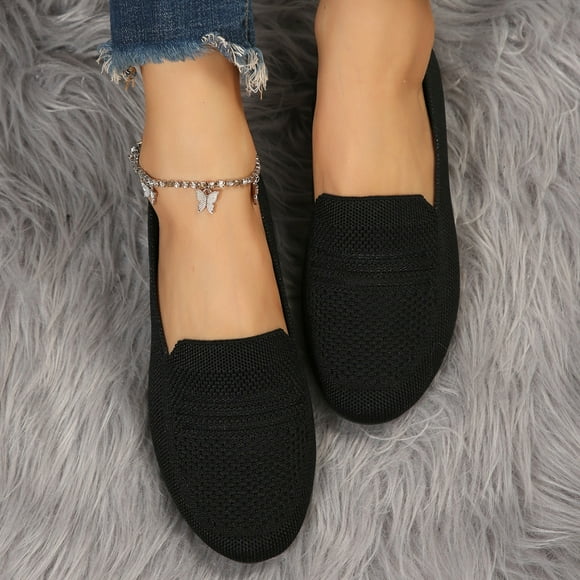 Bmisegm Women Casual Shoes Fashionable New Pattern Simple Solid Color Flat Bottomed Comfortable Lightweight BreathableCasual Shoes for Women Black 41