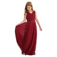 thumbnail image 4 of TiaoBug Kids Girls Sleeveless Chifon Wedding Dress Shiny V Neck Party Flower Girl Dresses Burgundy 8, 4 of 7