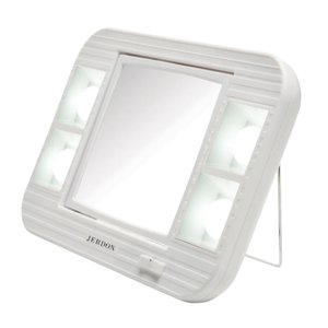 Jerdon Two-Sided Makeup Mirror with LED, 5X-1X Mag