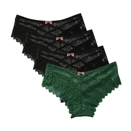 Kmdttou Period Underwear for Women Sexy Lace High Cut Panties Comfort Bikini Panty Stretch Underpants Breathable Ladies Briefs (Regular & Plus Size) Green-3XL