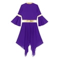 thumbnail image 6 of Kaerm Women's Praise Dance Dress Overlay Tunic Sequins Worship Liturgical Lyrical Dance Dress Purple L, 6 of 7