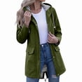 thumbnail image 7 of Xaqiouau Womens Striped Lined Hooded Jacket Mid-Length Water-Resistant Windproof Coat Quick Dry Lightweight Outerwear Outdoor Hiking Casual Daily Windbreaker Army Green XXL, 7 of 7