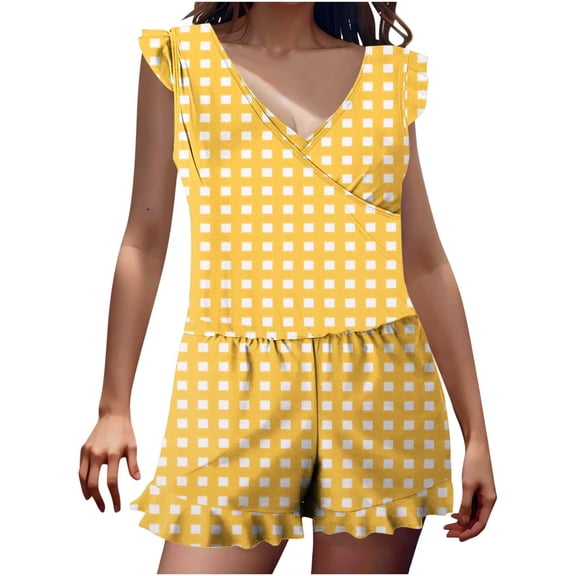 Ashirexll One Piece Swimsuit Women Solid Color Built In Bra Shorts Flat Angle Ruffle Pockets Swimsuit
