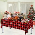 thumbnail image 6 of DefiDgd Christmas Tablecloth Table Decoration,Disposable Plaid Snowflake Plastic Xmas Table Cover for Xmas Kitchen Decorations Holiday Party Favors Supplies(C), 6 of 7
