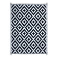 thumbnail image 3 of FH Home Outdoor Rug - Waterproof, Fade Resistant, Reversible - Premium Recycled Plastic - Geometric - Large Patio, Deck, Sunroom, RV, Camping - Aztec - Black & White - 4 x 6 ft Foldable, 3 of 9