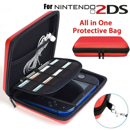 - Travel Hard Shell Carrying Case Cover EVA Protective Bag with Strap for Nintendo 2DS (Red)