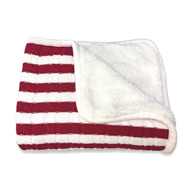 Effe Bebe Bébé Couverture pour en Coton Tricoté Sherpa à Rayures Douces Rouge Britannique