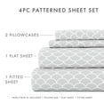 thumbnail image 4 of Noble Linens 4 Piece Pattern Microfiber Bed Sheets Set, Light Gray Scallops, California King, 4 of 12