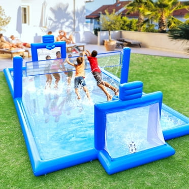 Relunch 33 FT Inflatable Volleyball Court for Kids Adults, 3 in 1 Inflatable Volleyball Football Basketball Court Field with 800W Blower for Beach Backyard Outdoor Party 33 x 16.5 x 6.2FT