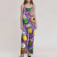 thumbnail image 4 of Fgvctg Mardi Gras Women's Jumpsuits Wide Leg Pant Vintage Mask Print Overalls Sleeveless Rompers Carnival Party Spaghetti Straps Jumpsuits Loose Bib Overalls Sprimg Clothes With Pockets Purple XXL, 4 of 4