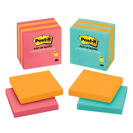 Post-it Pop-Up Sticky Notes 5 Pack, 3in. x 3in., Neon Color