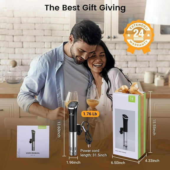 Sous Vide Cooker, WiFi App Control, 1000W Compact Immersion Circulator with Accurate Temperature & Timer