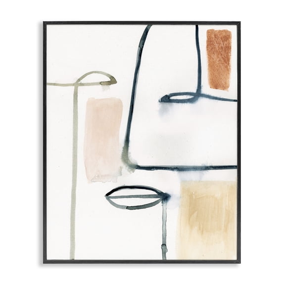 Stupell Industries Modern Abstract Collor Block and Line Portrait Black Framed Giclee Art, 11 x 14, by Victoria Barnes