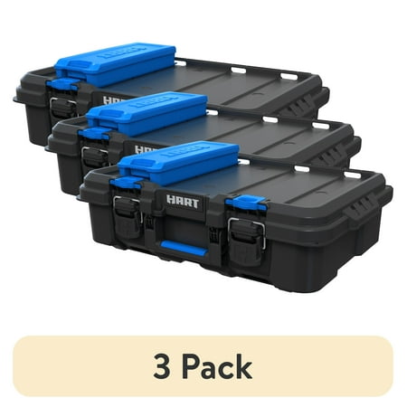 (3 pack) HART Stack System Tool Box with Small Blue Organizer & Dividers, Fits HART's Modular Storage System
