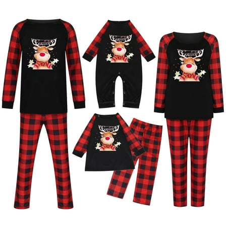 

Fall Clearance Sale! YYDGH Family Christmas Pajamas Matching Sets Elk Plaid Xmas Matching Pjs for Adults Holiday Home Xmas Sleepwear Set Loungewear
