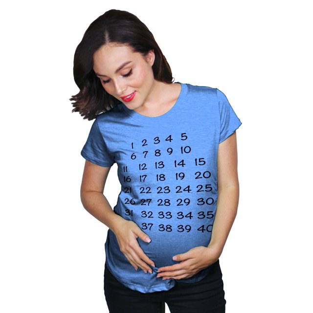 Maternity Calendar Countdown Pregnancy Tee Mark Off Baby Announcement T Shirt (Heather Royal) - S