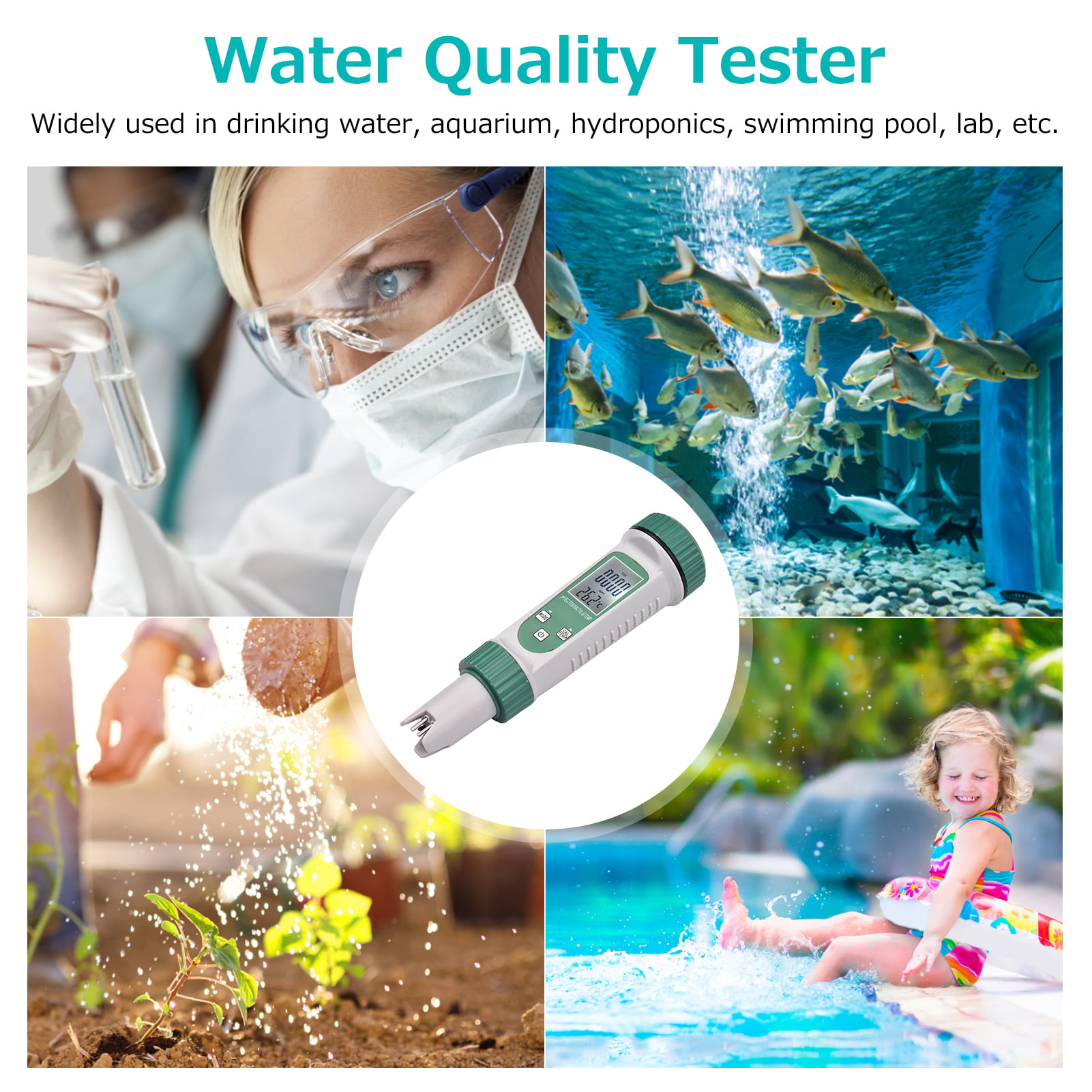 CACAGOO Wifi Digital Water Quality Tester Wall Mounted 6 in 1
