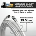 thumbnail image 3 of 3' Feet, White RG6 Coaxial Cable with rubber booted - Weather Proof Indoor / Outdoor Rated Connectors, F81 / RF, Digital Coax for CATV, Antenna, Internet, Satellite, and more, 3 of 8
