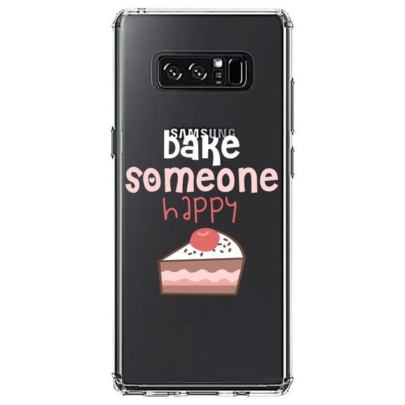 DistinctInk Clear Shockproof Hybrid Case for Samsung Galaxy Note 8 - TPU Bumper Acrylic Back Tempered Glass Screen Protector - Bake Someone Happy