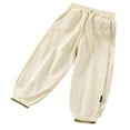 thumbnail image 1 of SGFCWSX Pantalon pour Fille Enfant Rentrée des Classes Taille Élastique Poches Latérales Uniforme Scolaire pour Enfants Beige Taille 6, 1 of 5