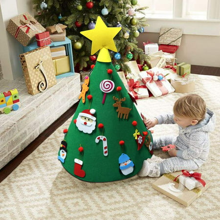 3D DIY Felt Christmas Tree with Hanging Ornaments, Xmas Gifts for Kids Christmas