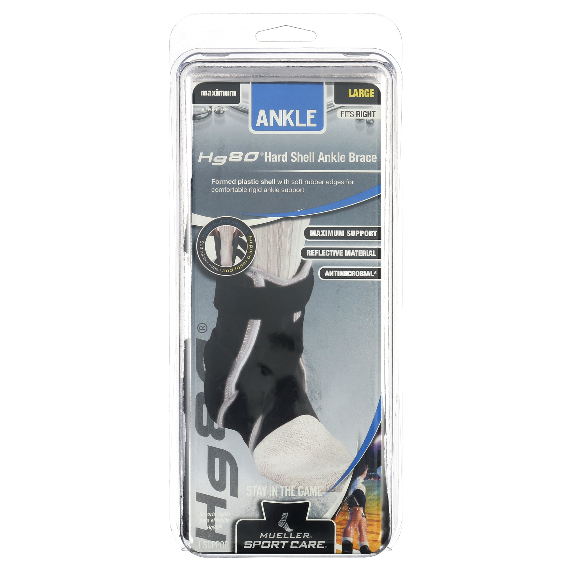 Mueller Hg80 Premium Hard Shell Ankle Brace, Large Right