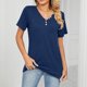 thumbnail image 4 of Fiudx Camisas de Mujer Blusa Holgada Cómoda con Cuello En V de Color Sólido a La Moda para Mujer Tops Casuales, 4 of 5