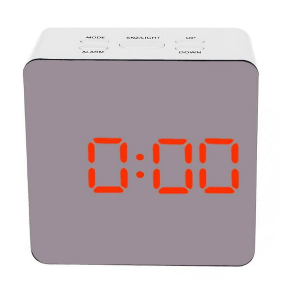 TFixol Multifunctional Plastic Mirror LED Night Light Thermometer Digital Wall Clock Lamp Alarm Clock