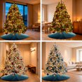 thumbnail image 6 of Grey Turquoise Ombre Christmas Tree Skirt 48 Inches, Teal Modern Geometric Striped Abstract Art Xmas Trees Skirt Mat Cover Decorations for Holiday Party Indoor Outdoor, 6 of 9