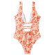 thumbnail image 3 of Traje de baño de una pieza para mujer, corte alto, cuello en V profundo, forma de U, sin espalda, acolchado, traje de baño naranja M, 3 of 5
