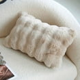 thumbnail image 2 of Fennco Styles Luxury Faux Fur Decorative Filled Lumbar Throw Pillow 12" W X 20" L – Ivory Plush Fluffy Cushion for Couch, Bedroom, Living Room and Office Décor, 2 of 7