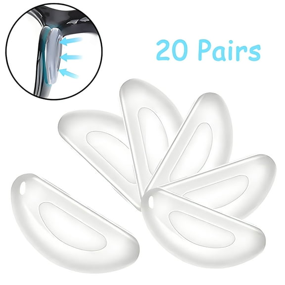 ICERUN 20 Pairs Glasses Nose Pad,Self-Adhesive Silicone Nose Pads for Eyeglass,Transparent Anti-Slip Nose Pads for Glasses