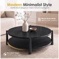 thumbnail image 4 of Dayalane 34.5" Mid-Century Modern Round Coffee Table Shelf, 2-Tier Center Table with Solid Wood Frame, Farmhouse Circle Coffee Table for Living Room Office, Black, 4 of 11