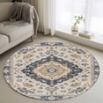 thumbnail image 3 of Vintage Bohemia Style Round Area&nbsp;Rug 3.3ft Brown Turkish Pattern Non-Slip&nbsp;Washable Circle Rugs Soft Felt Indoor Floor Mat for Bedroom Kitchen Living Room Bathroom, 3 of 9