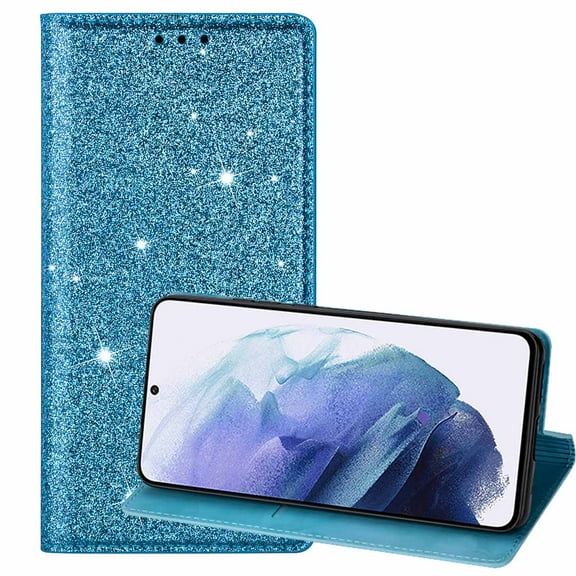 Allytech Galaxy A33 5G Case, A33 5G Wallet Case, Bling Glitter Sparkle Case for Girls Women PU Leather Shockproof Anti-scratch Cards Holder Wallet Case Cover for Samsung Galaxy A33 5G, Skyblue