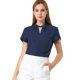 thumbnail image 1 of Allegra K Blusa Elegante De Oficina De Trabajo Con Cuello Alto Y Manga De Tulipán Para Mujer Azul marino L, 1 of 6