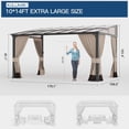 thumbnail image 2 of Kullavik 10' × 14' Hardtop Gazebo for Patio, Wall-Mounted Lean to Gazebo Pergola with Sloping Roof and Durable Aluminum Frame, Large Heavy Duty Awnings for Decks Backyard, Sand, 2 of 7