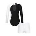 thumbnail image 2 of renvena Girls Gymnastics Leotards and Shorts Set Rhinestone Long Sleeve Ballet Unitard Biketards White 6, 2 of 5