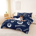 thumbnail image 2 of Castle Fairy Navy Basketball Text Print Bedding, Minimalist Sport Ball Duvet Cover Full,Navy Blue Reversible,3pcs,1 Duvet Cover and 2 Pillowcases, 2 of 6