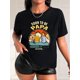 thumbnail image 1 of Father's Day Fun Beer & Milk Bottle Graphic Tee - Casual Fashion Round Neck Short Sleeve T-Shirt for Women, Breathable Polyester, Machine Washable, English Letters Print, Black, Leisure Style, Spring, 1 of 7