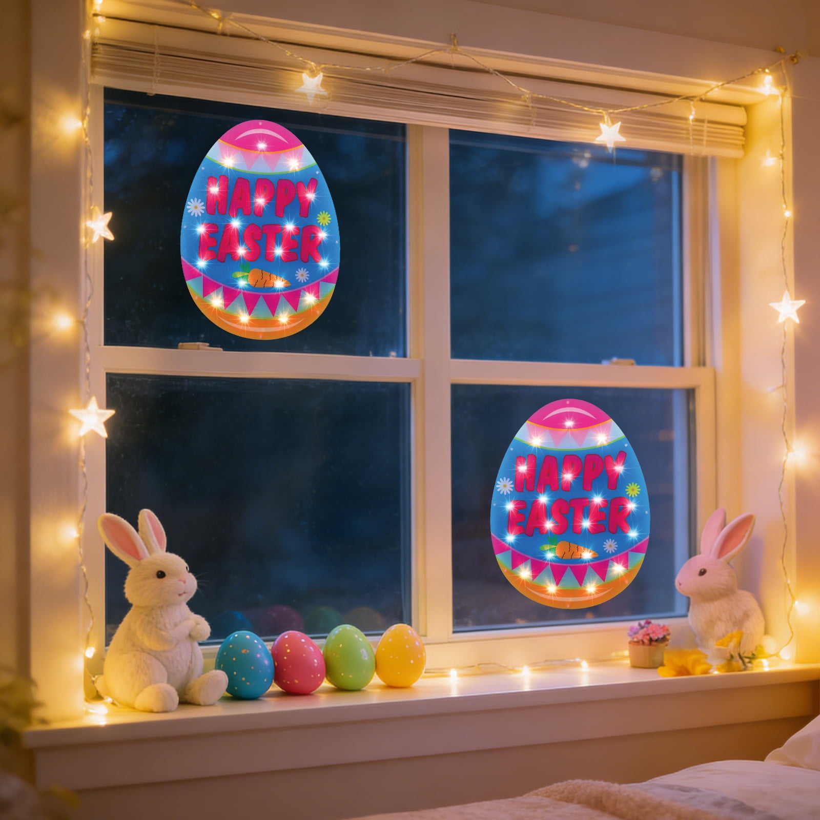 Waterproof Light Up Easter Egg String Lights, Indoor Outdoor Easter Decor for Window, Party and Garden