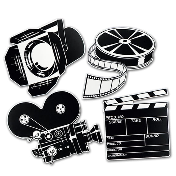 48 Pack Bulk Movie Set Party Cutouts- Black