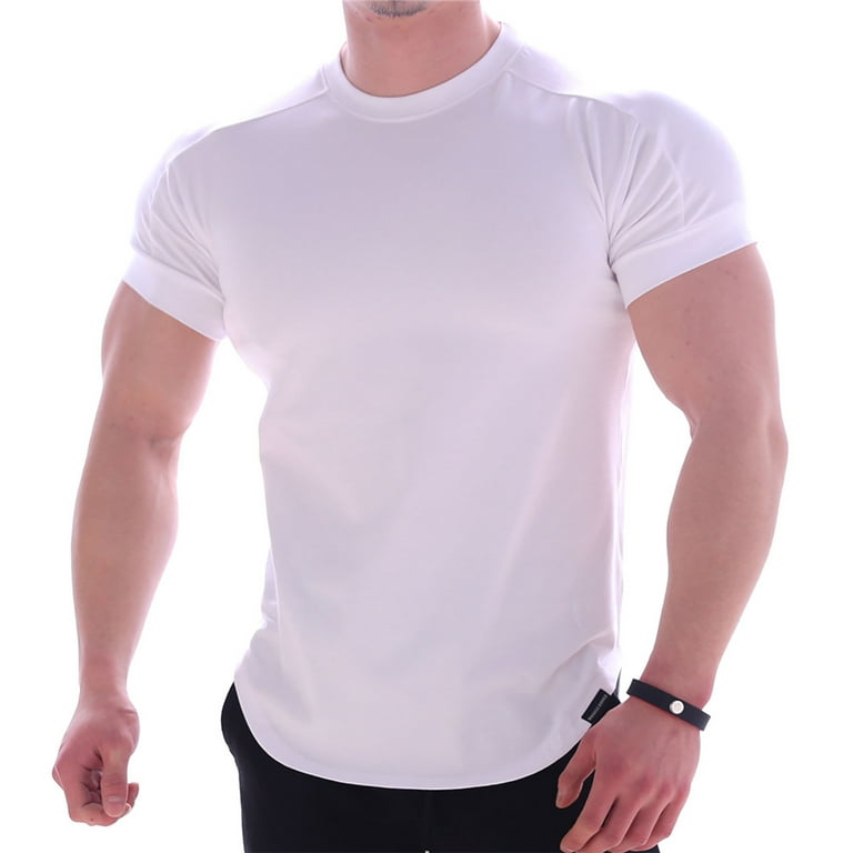 Mens Shirts Casual Stylish White T Shirts for Men Men's Sports Running  Basketball Training Suit Quick-drying Short-sleeved T-shirt Casual  Undershirts