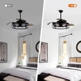 thumbnail image 5 of Parrot Uncle 52-inch Retractable Ceiling Fan with Lights and Remote, Matte Black Industrial Cage Fandelier, 5 of 12